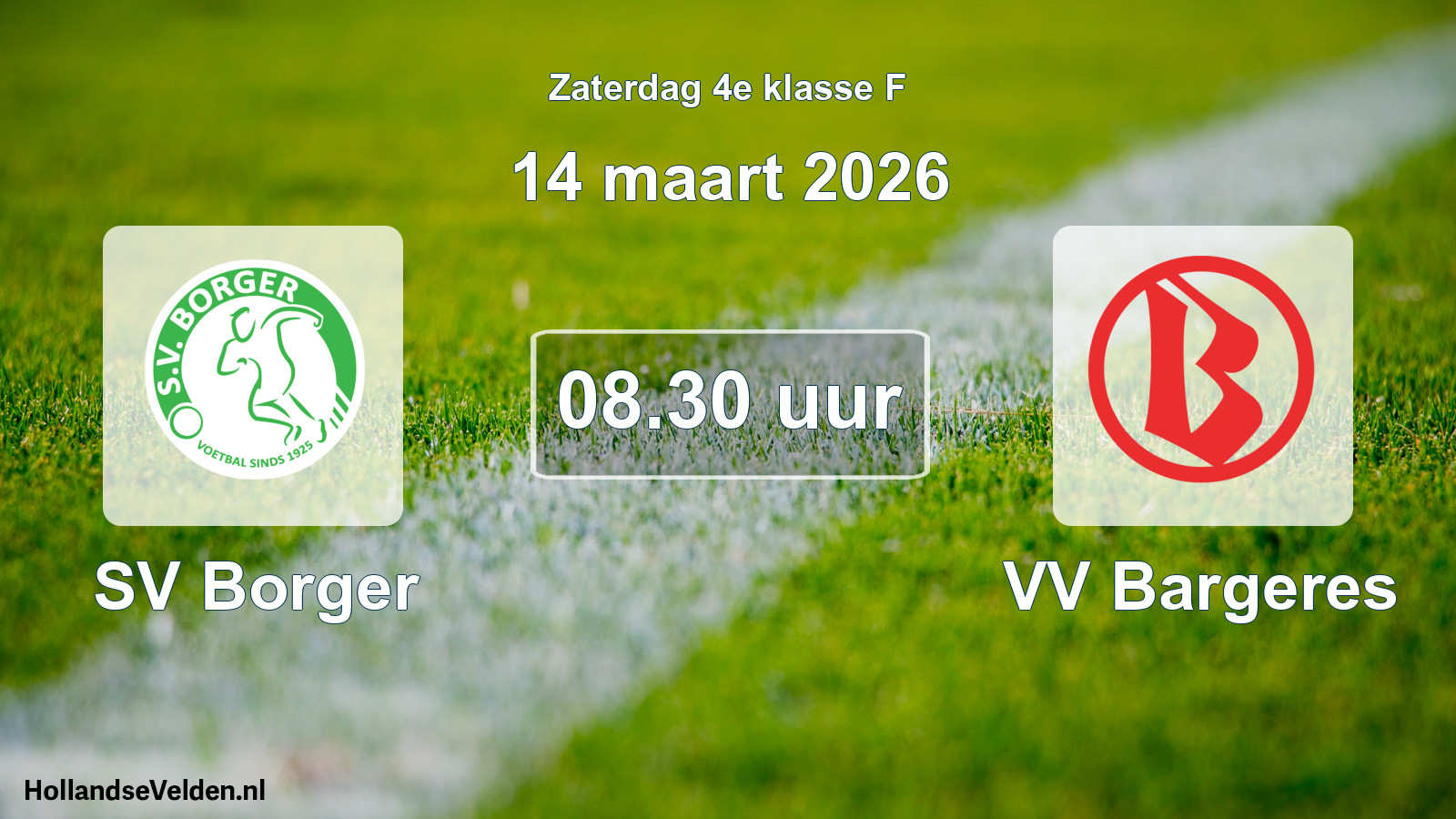 Geplande wedstrijd: SV Borger - VV Bargeres (14 maart 2026)
