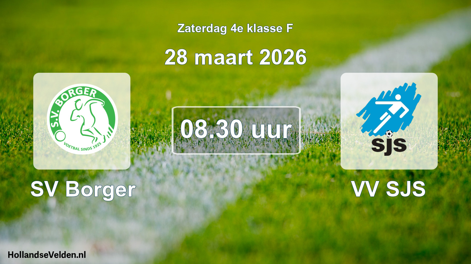 Geplande wedstrijd: SV Borger - VV SJS (28 maart 2026)