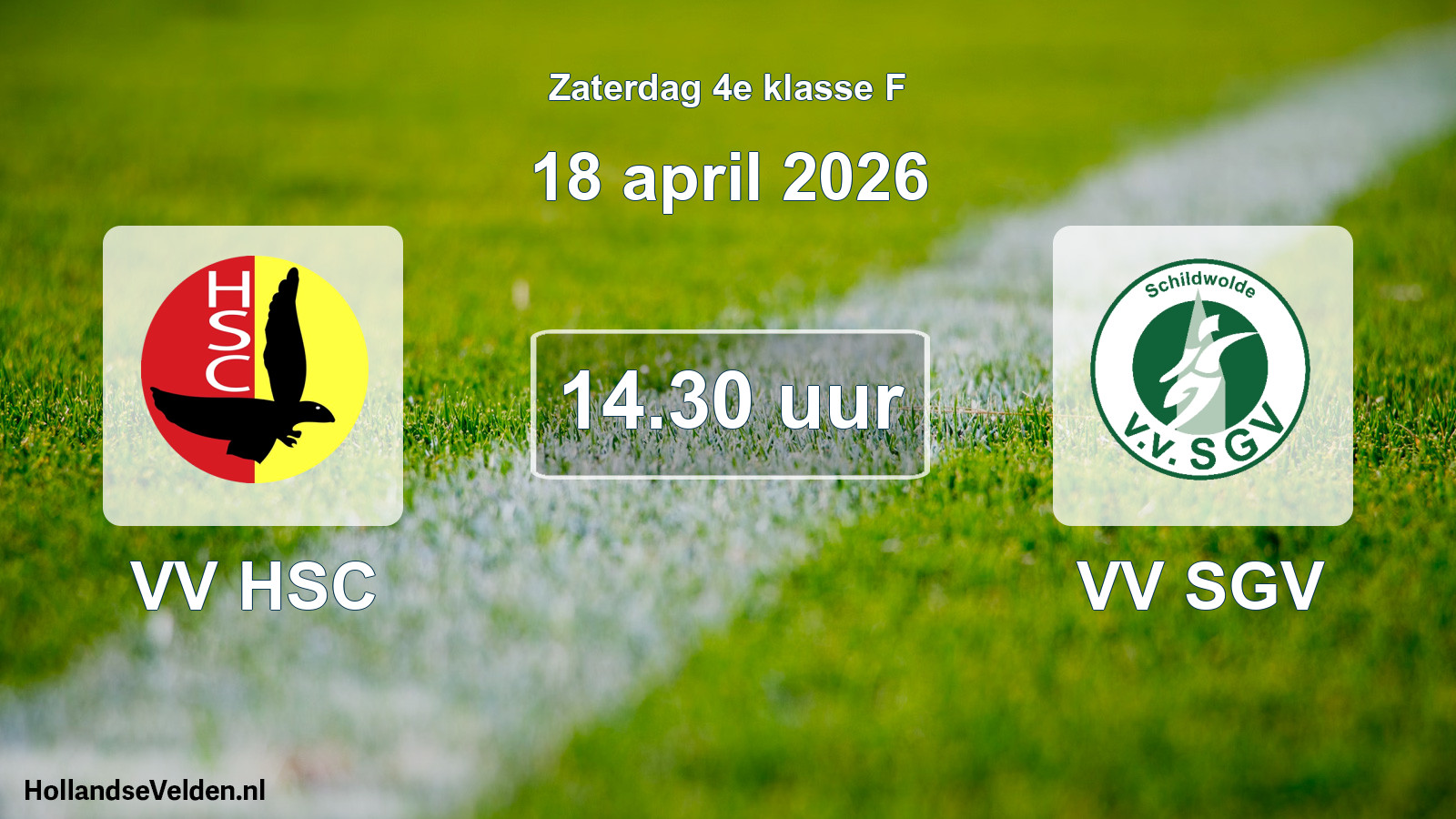 Geplande wedstrijd: VV HSC - VV SGV (18 april 2026)