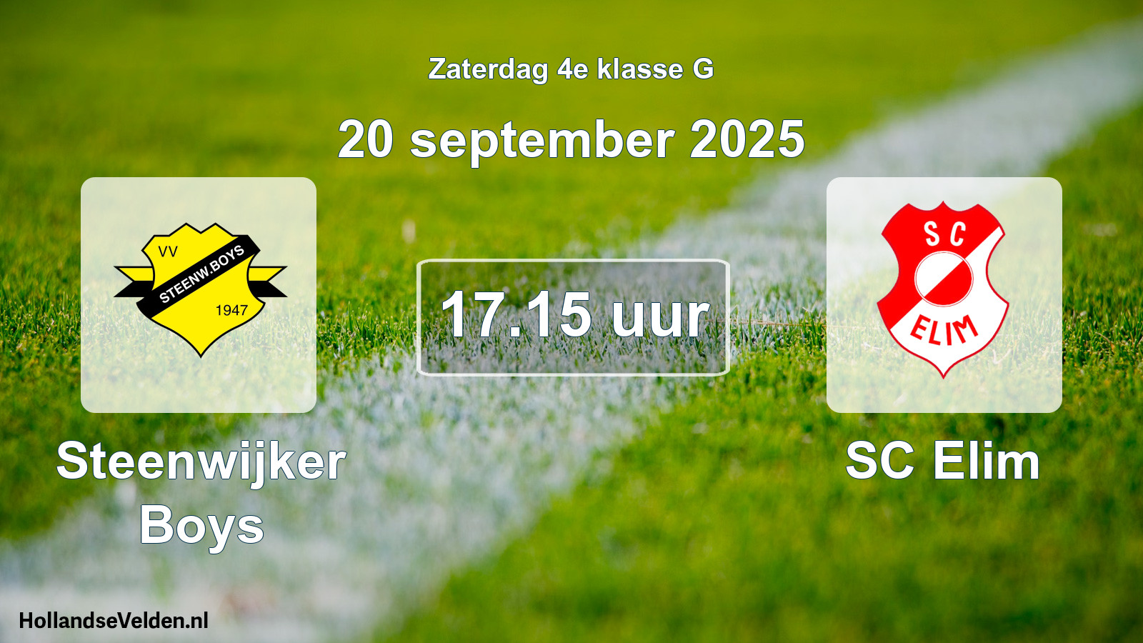 Geplande wedstrijd: Steenwijker Boys - SC Elim (20 september 2025)