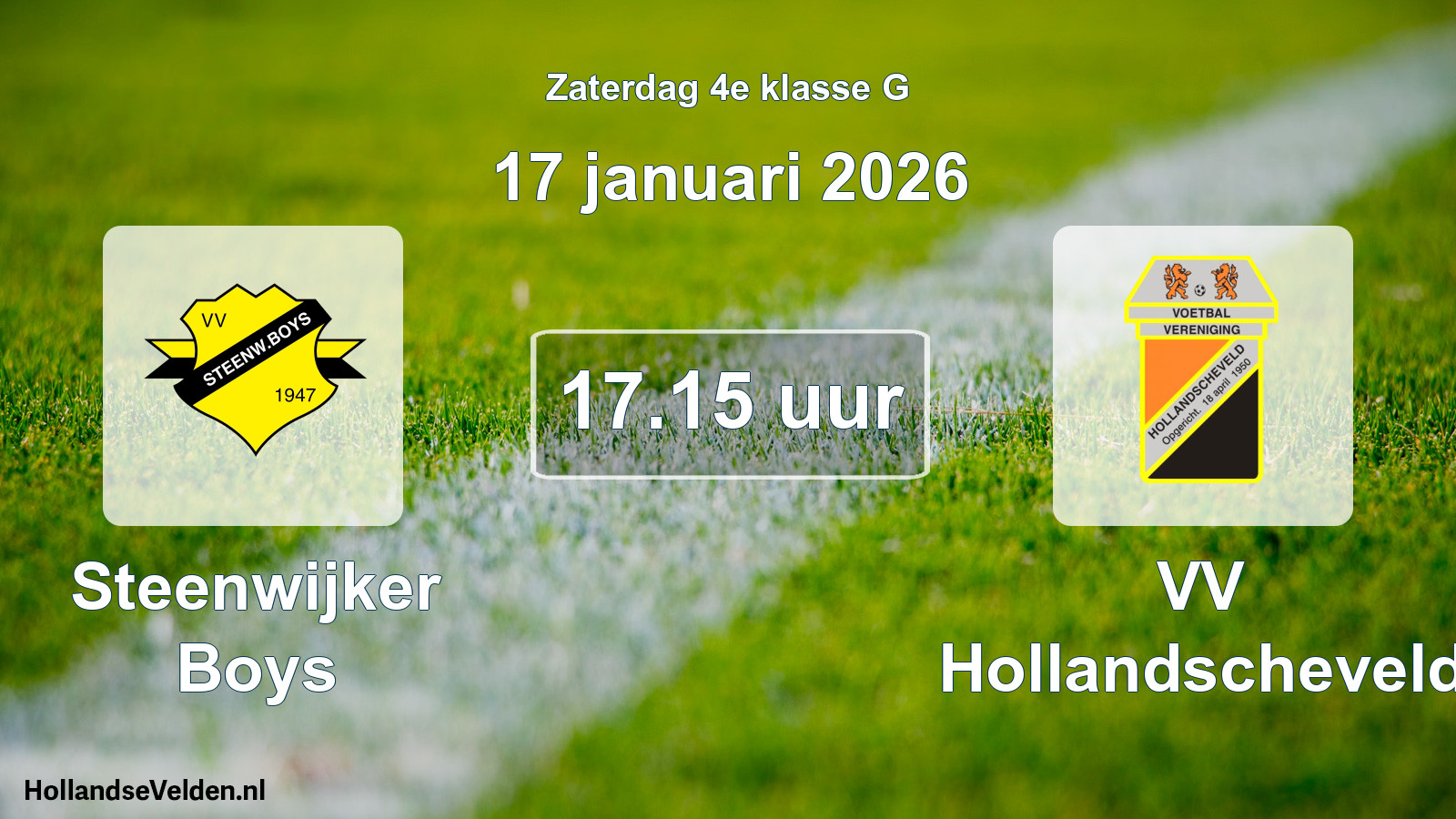 Scheduled Match: Steenwijker Boys - VV Hollandscheveld (17 January 2026)