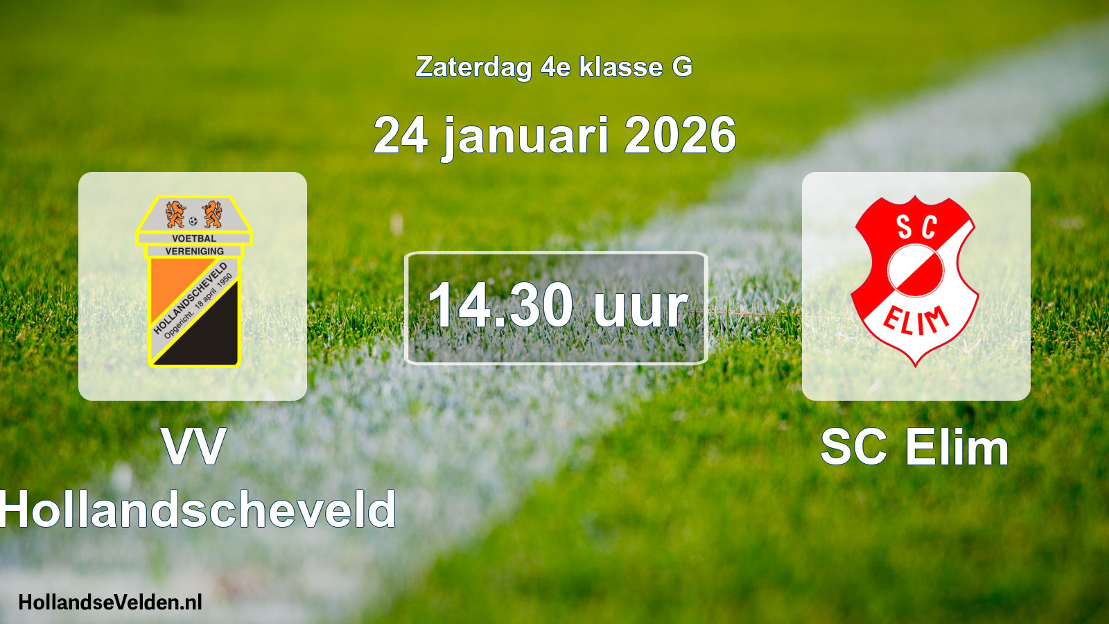 Geplande wedstrijd: VV Hollandscheveld - SC Elim (24 januari 2026)