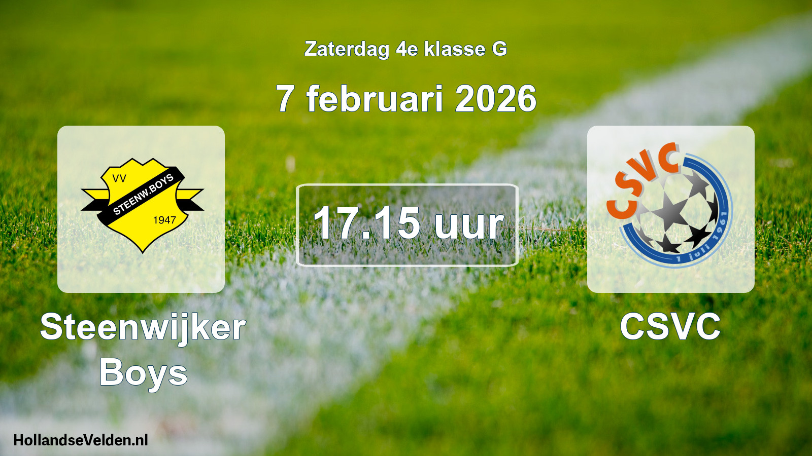 Scheduled Match: Steenwijker Boys - CSVC (7 February 2026)