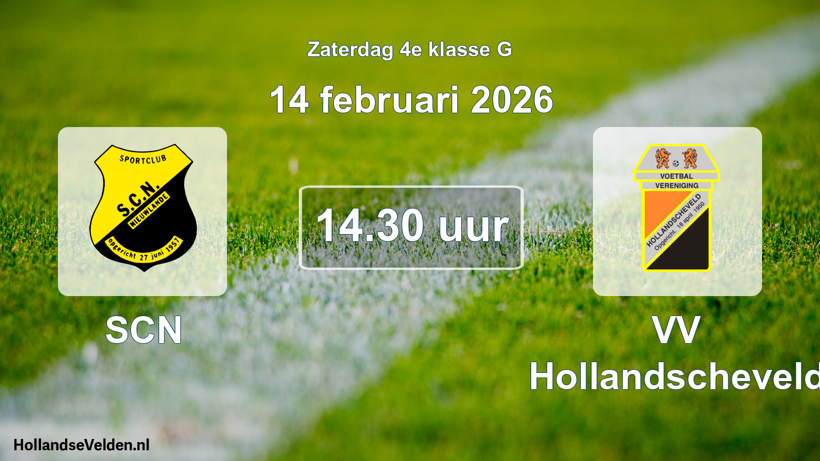 Geplande wedstrijd: SCN - VV Hollandscheveld (14 februari 2026)