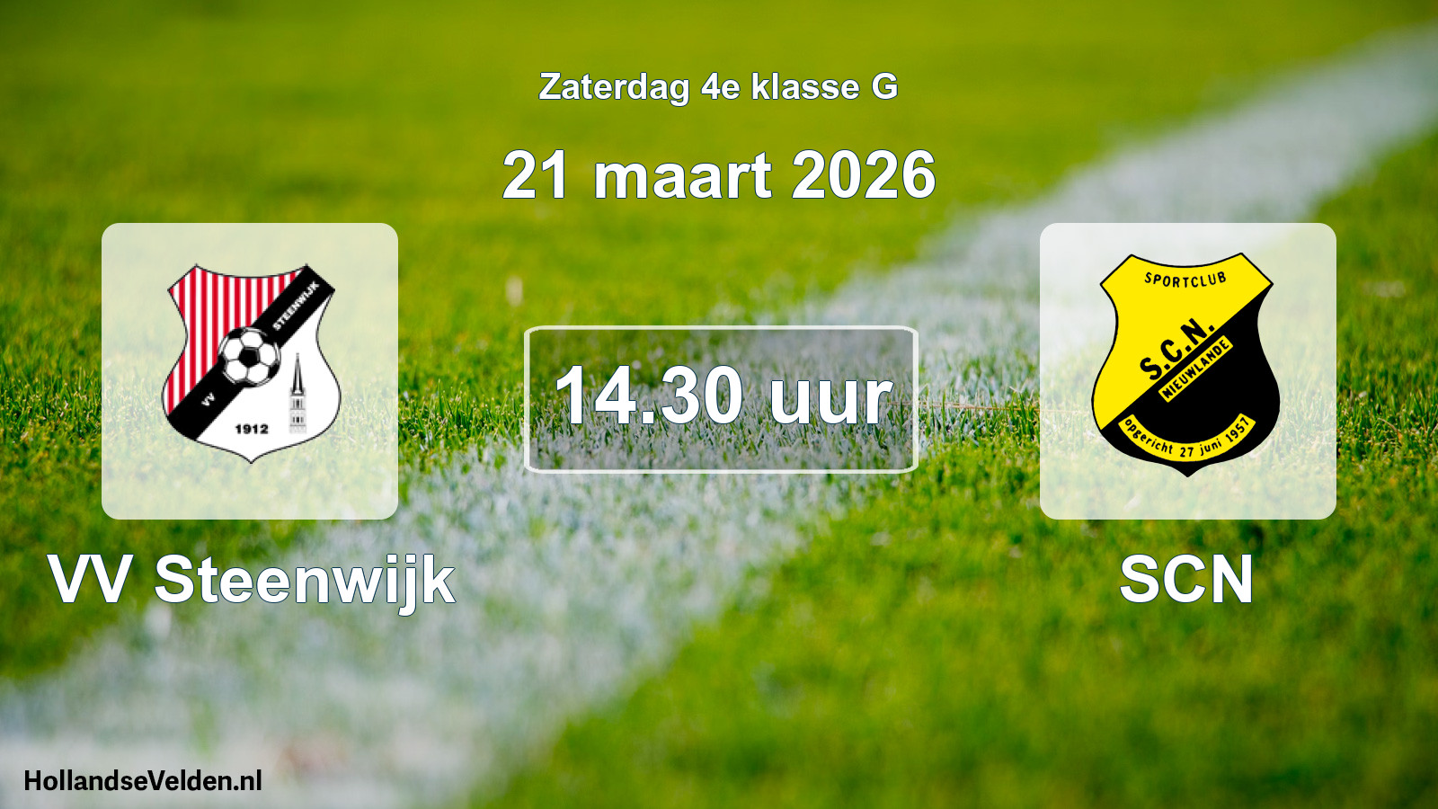 Geplande wedstrijd: VV Steenwijk - SCN (21 maart 2026)