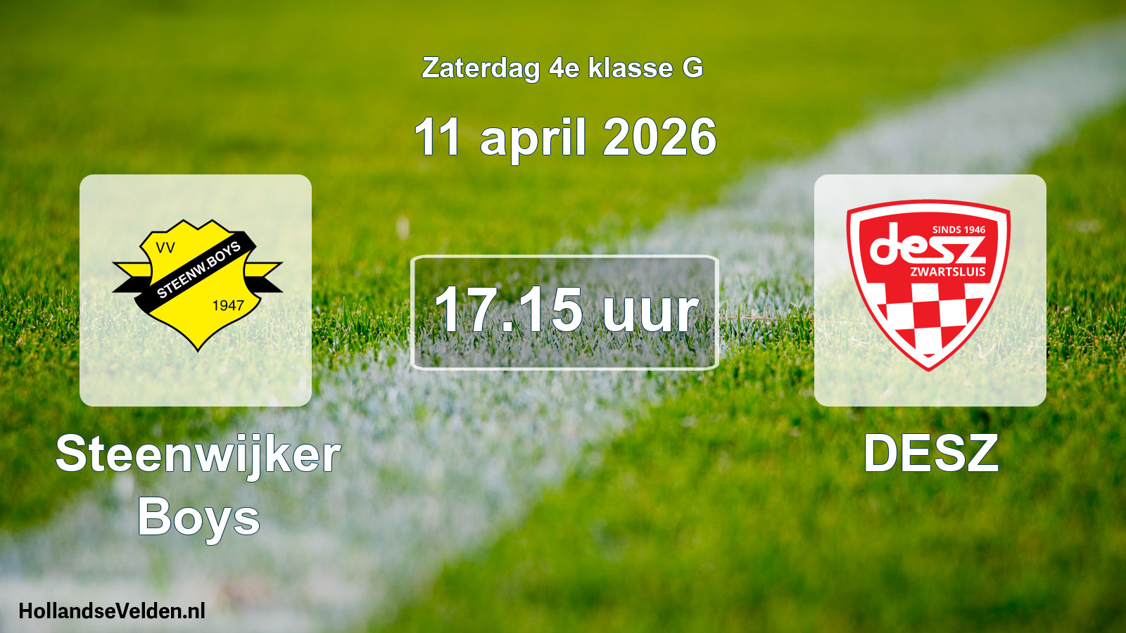 Geplande wedstrijd: Steenwijker Boys - DESZ (11 april 2026)