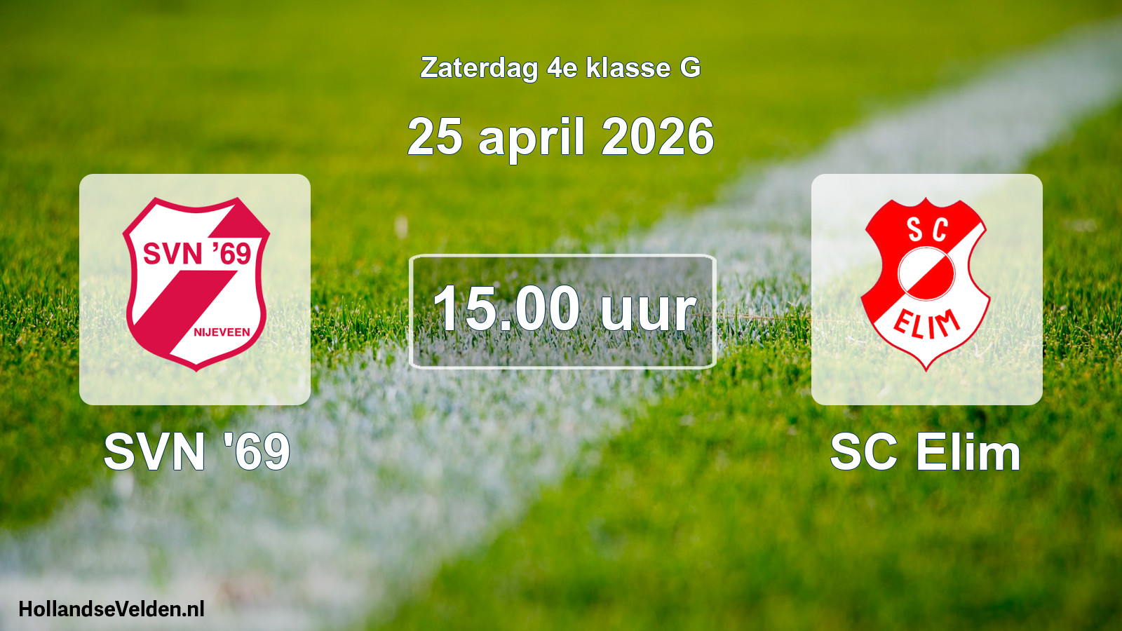 Geplande wedstrijd: SVN '69 - SC Elim (25 april 2026)