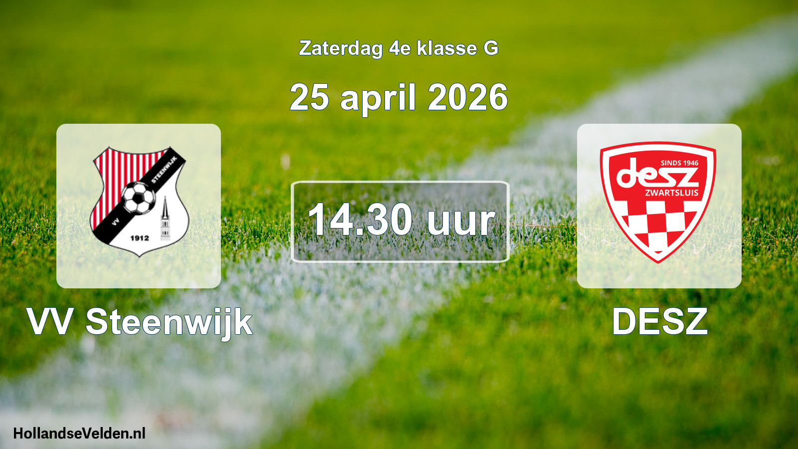 Geplande wedstrijd: VV Steenwijk - DESZ (25 april 2026)