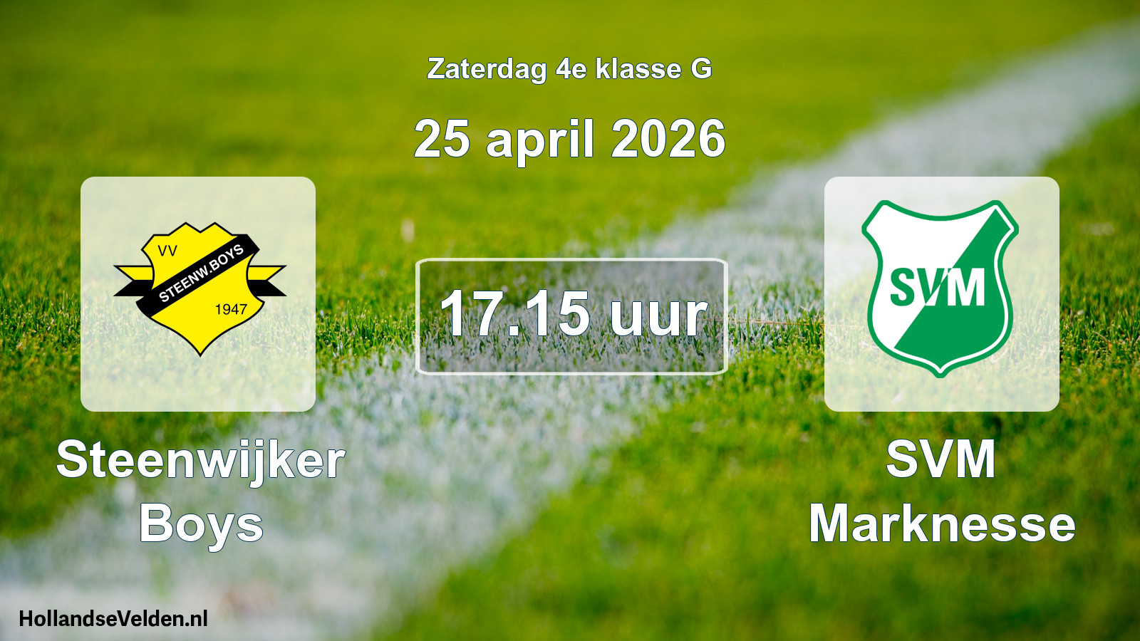 Scheduled Match: Steenwijker Boys - SVM Marknesse (25 April 2026)