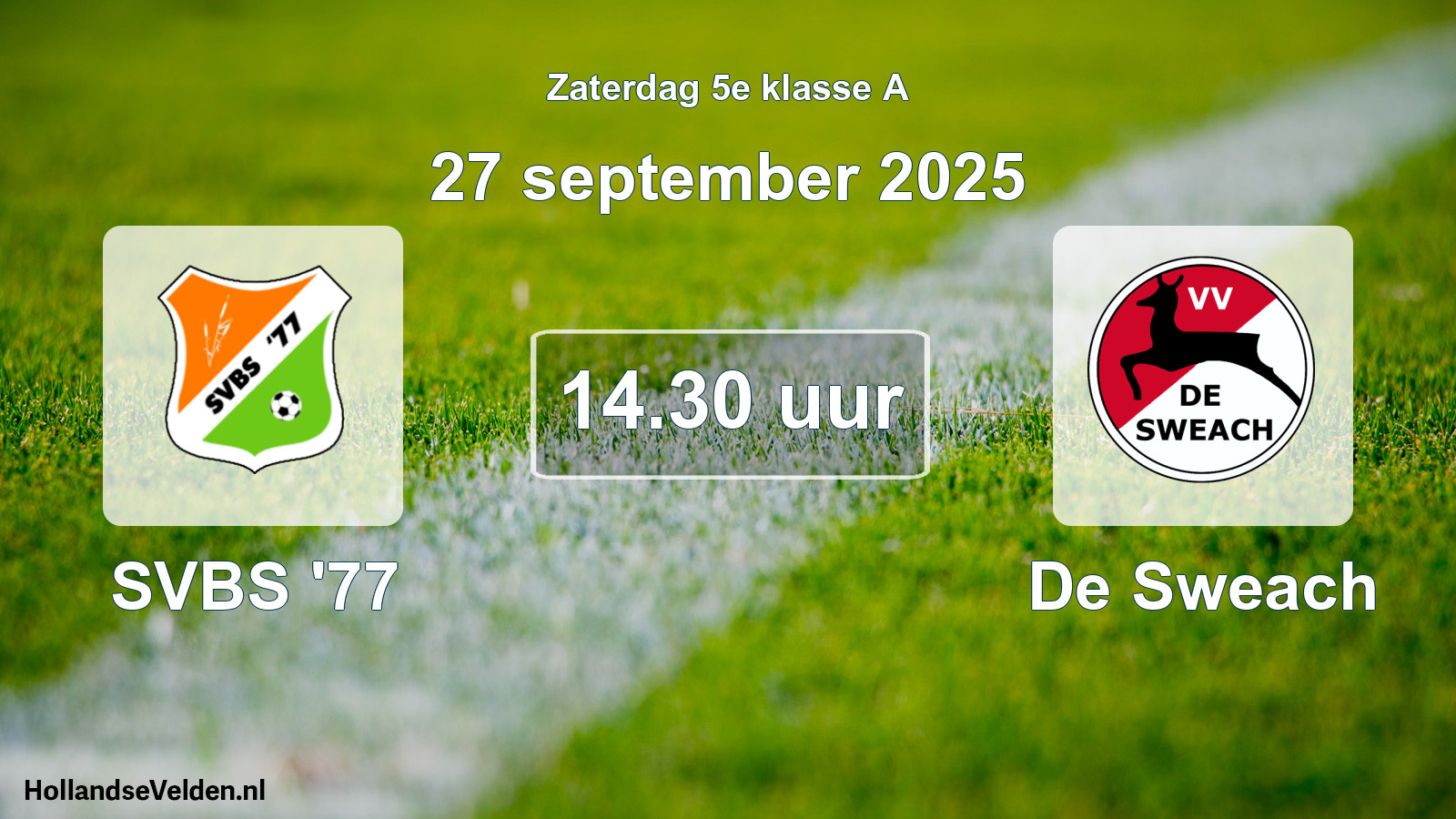 Geplande wedstrijd: SVBS '77 - De Sweach (27 september 2025)