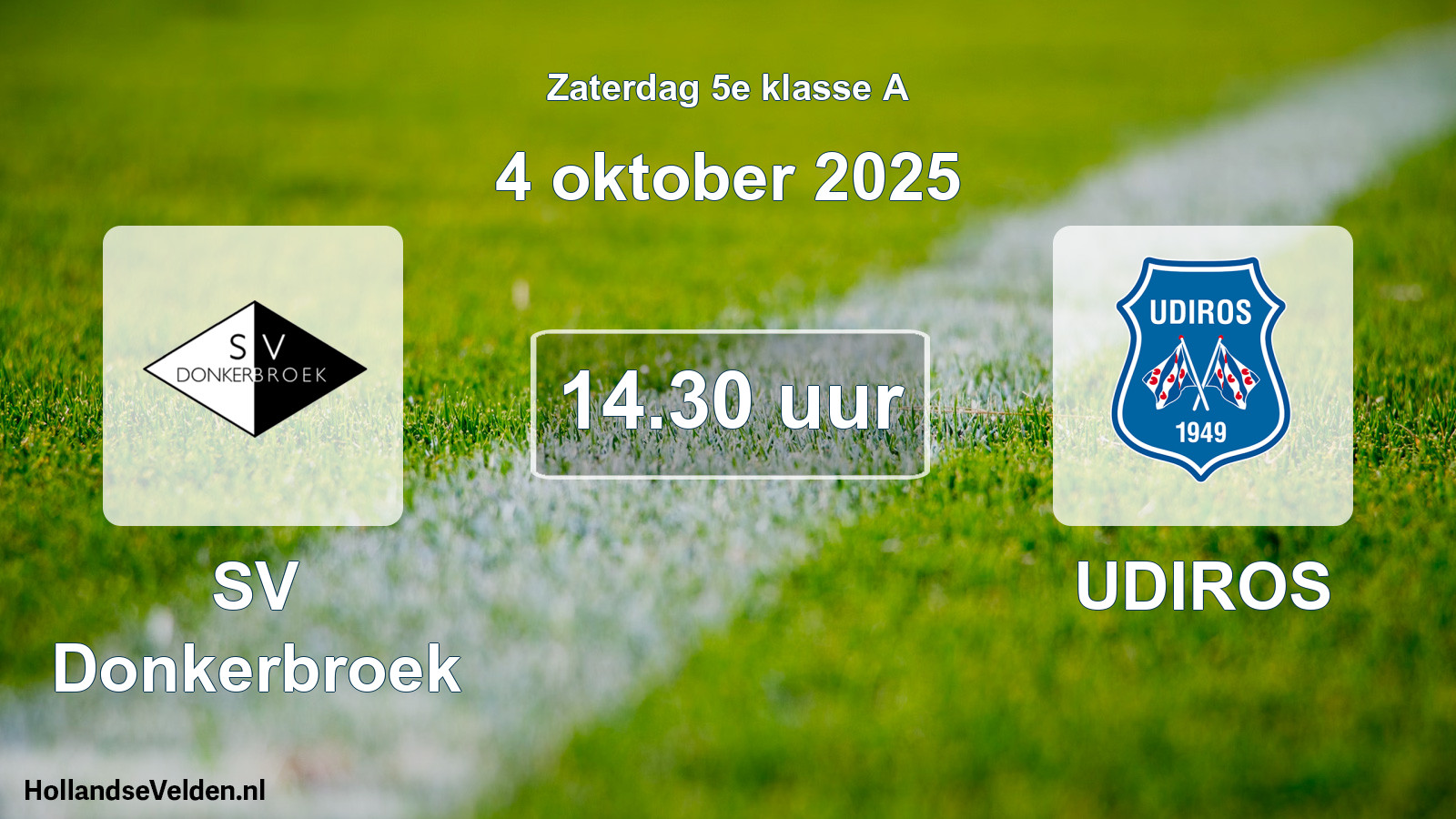 Geplande wedstrijd: SV Donkerbroek - UDIROS (4 oktober 2025)