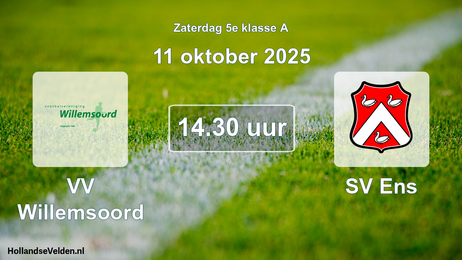 Geplande wedstrijd: VV Willemsoord - SV Ens (11 oktober 2025)