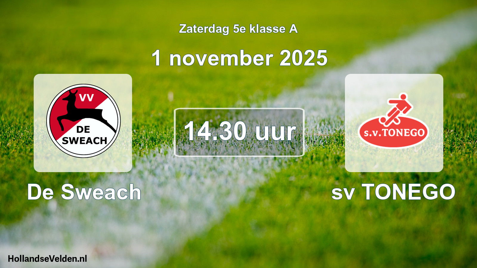 Geplande wedstrijd: De Sweach - sv TONEGO (1 november 2025)