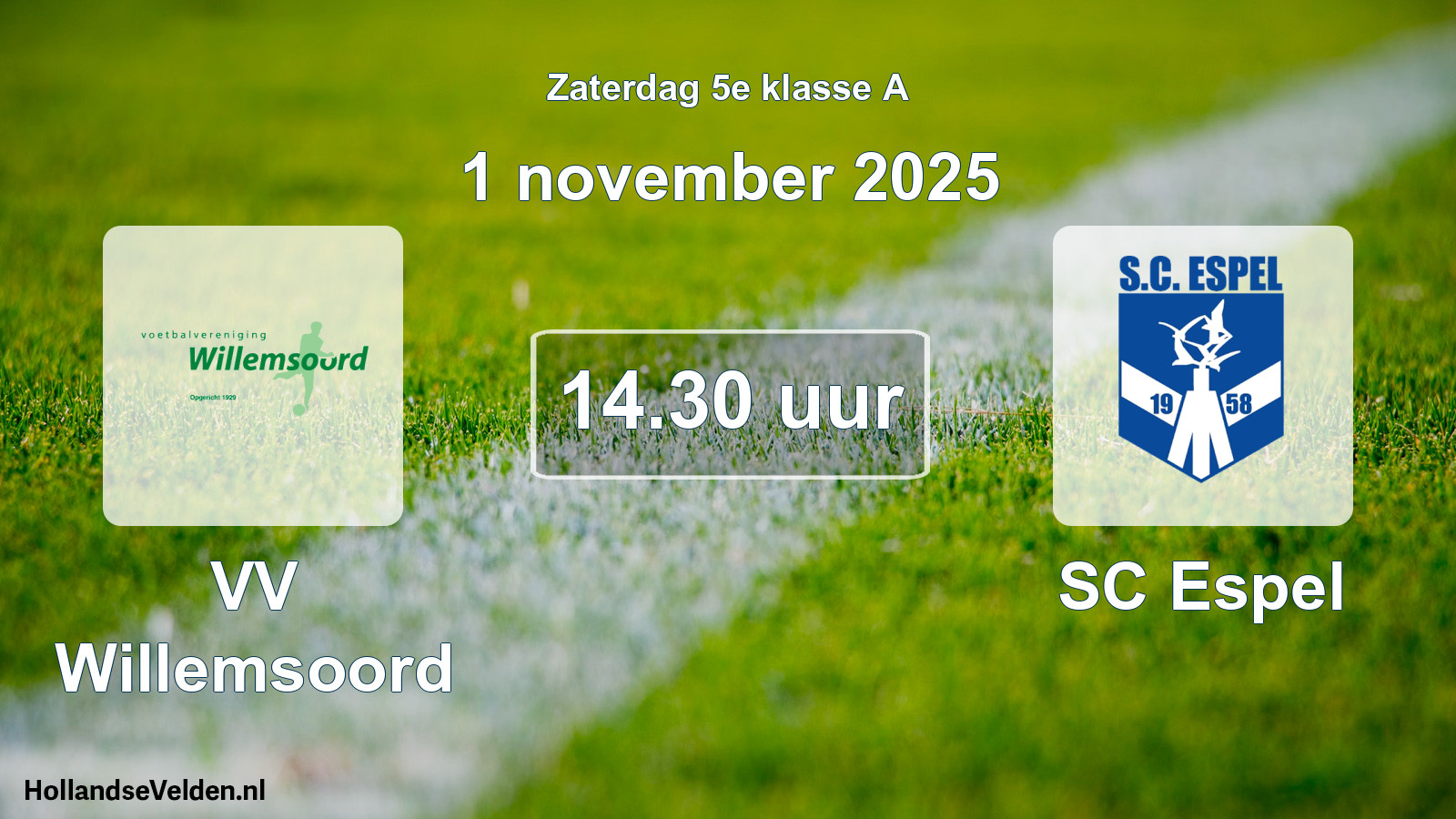 Geplande wedstrijd: VV Willemsoord - SC Espel (1 november 2025)