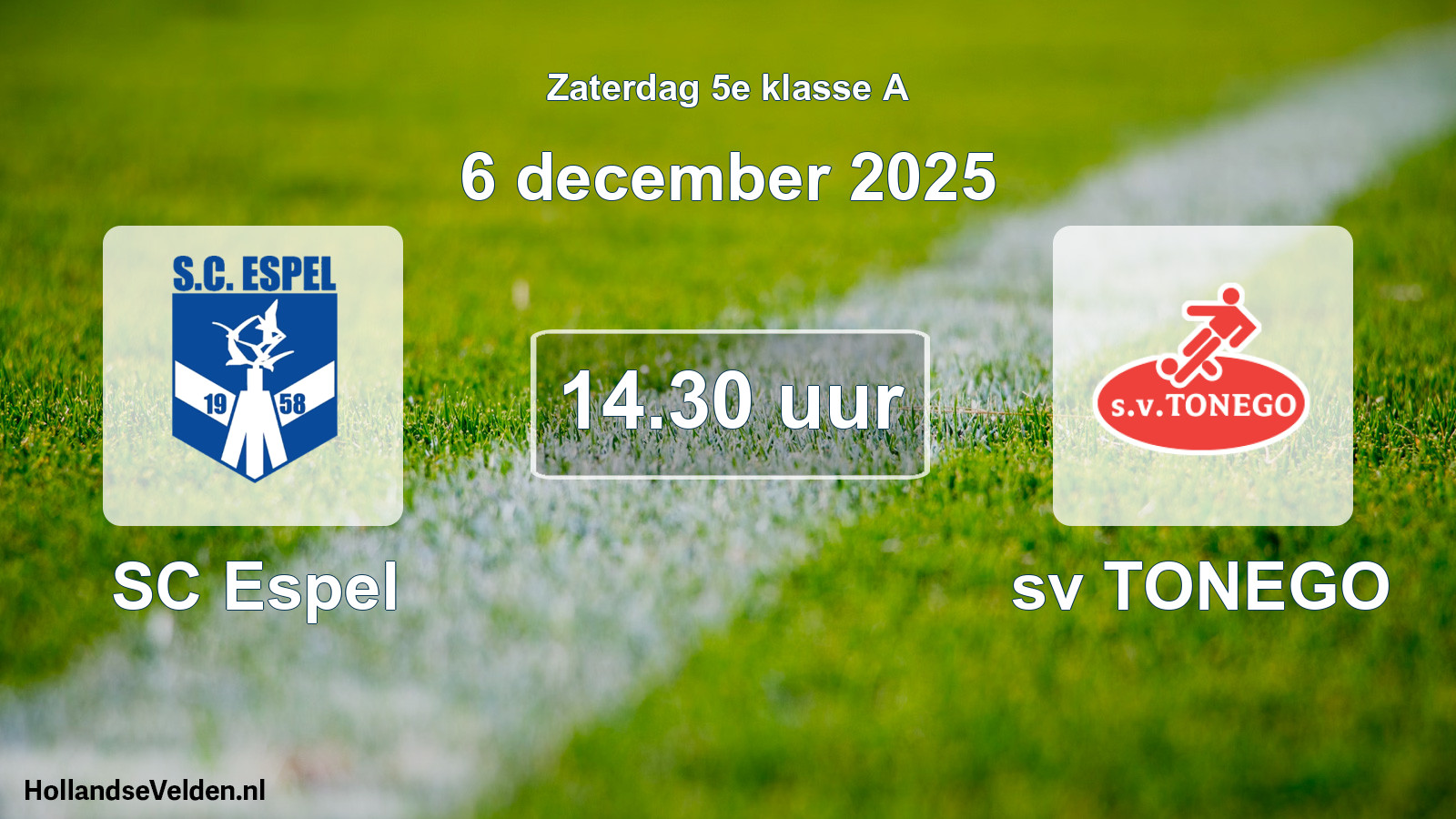 Geplande wedstrijd: SC Espel - sv TONEGO (6 december 2025)