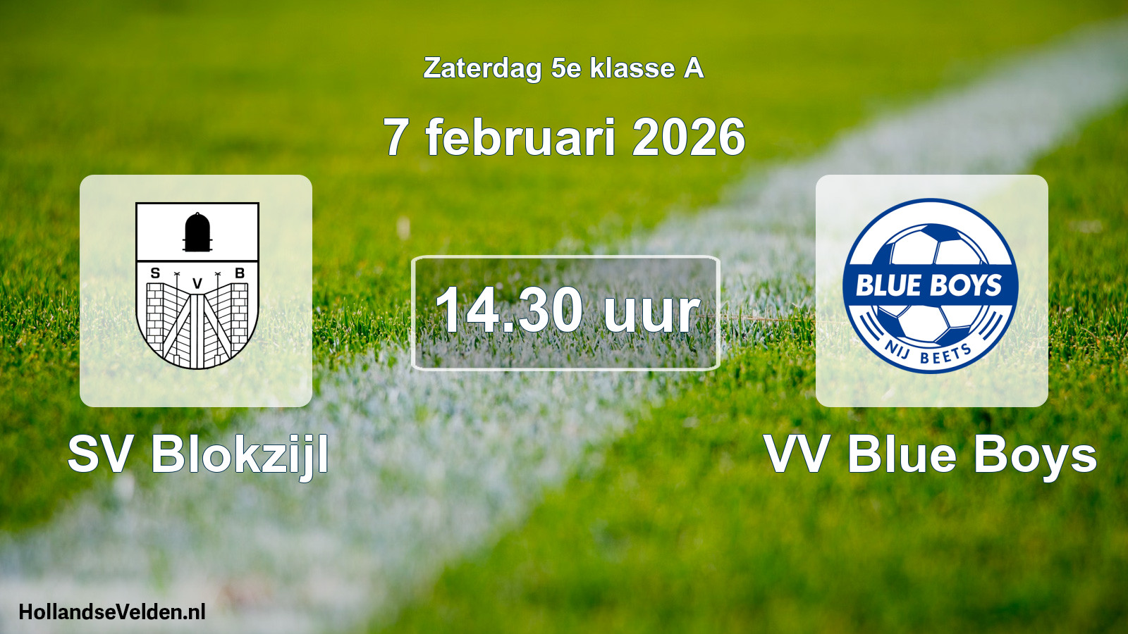 Geplande wedstrijd: SV Blokzijl - VV Blue Boys (7 februari 2026)