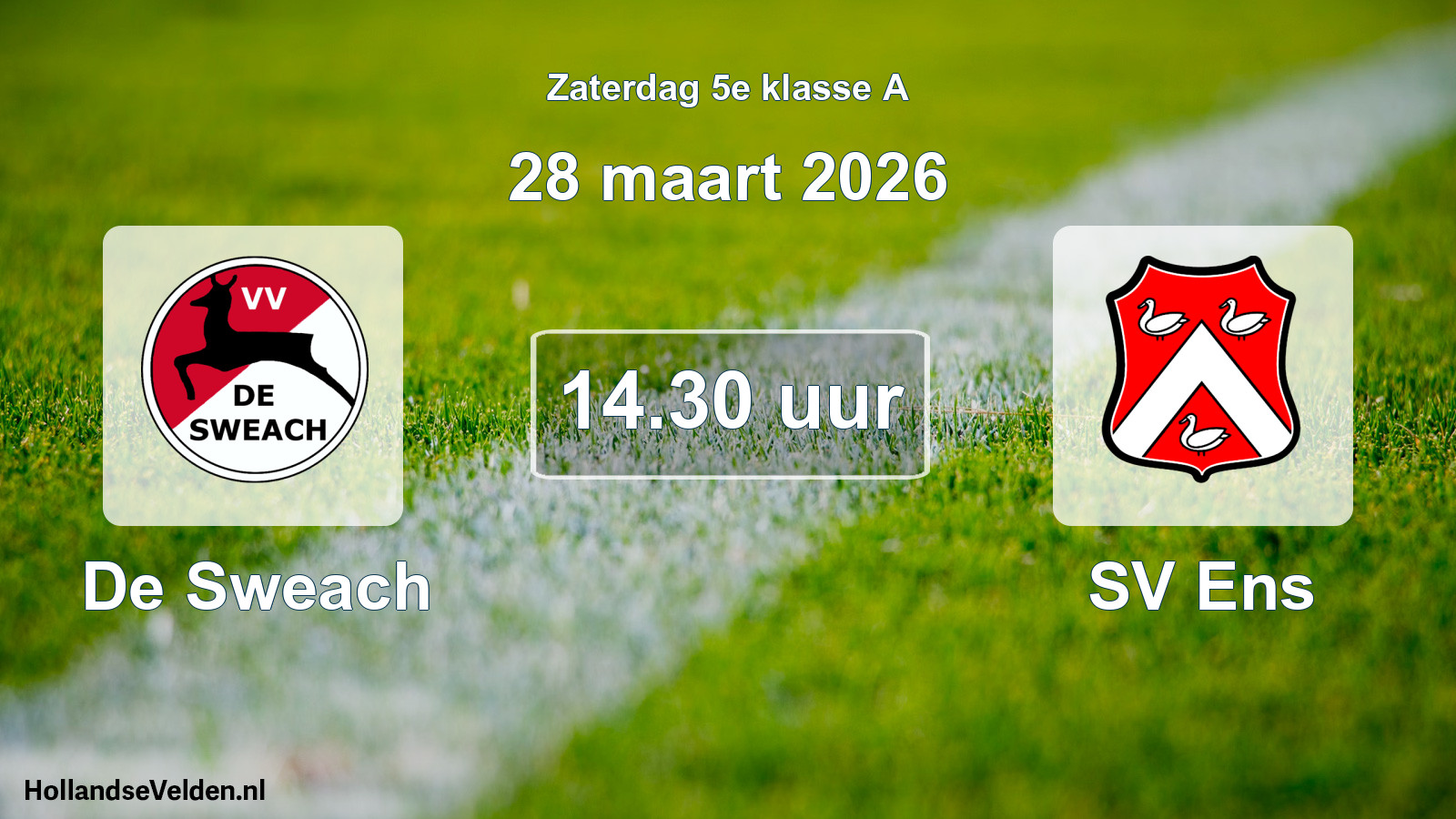 Geplande wedstrijd: De Sweach - SV Ens (28 maart 2026)