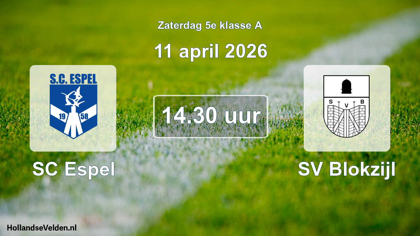 Scheduled Match: SC Espel - SV Blokzijl (11 April 2026)