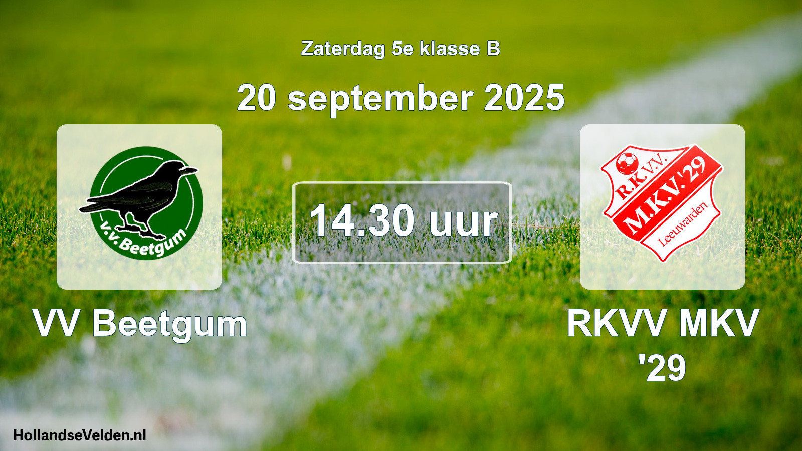 Geplande wedstrijd: VV Beetgum - RKVV MKV '29 (20 september 2025)