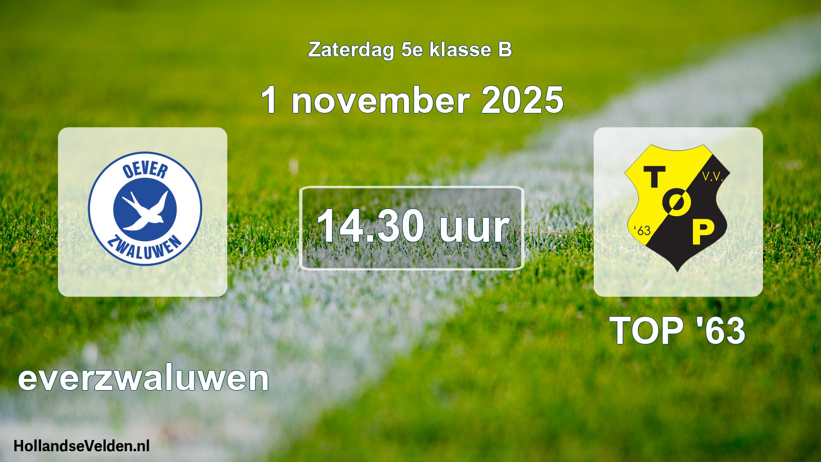 Geplande wedstrijd: Oeverzwaluwen - TOP '63 (1 november 2025)