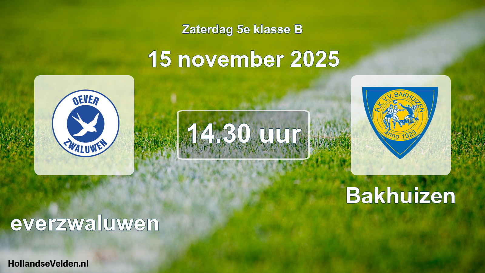 Geplande wedstrijd: Oeverzwaluwen - Bakhuizen (15 november 2025)