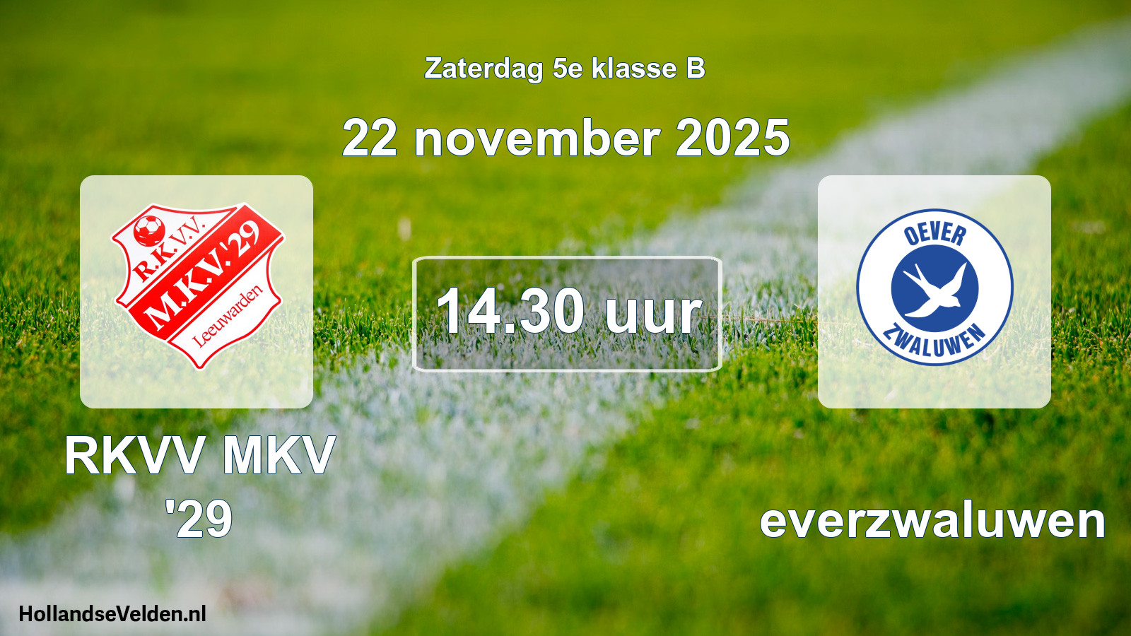 Geplande wedstrijd: RKVV MKV '29 - Oeverzwaluwen (22 november 2025)