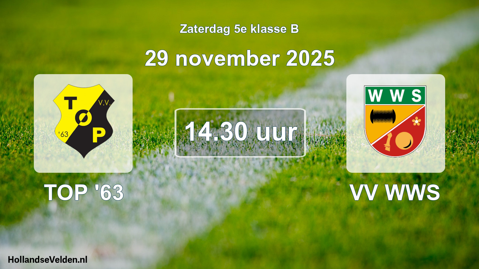 Geplande wedstrijd: TOP '63 - VV WWS (29 november 2025)
