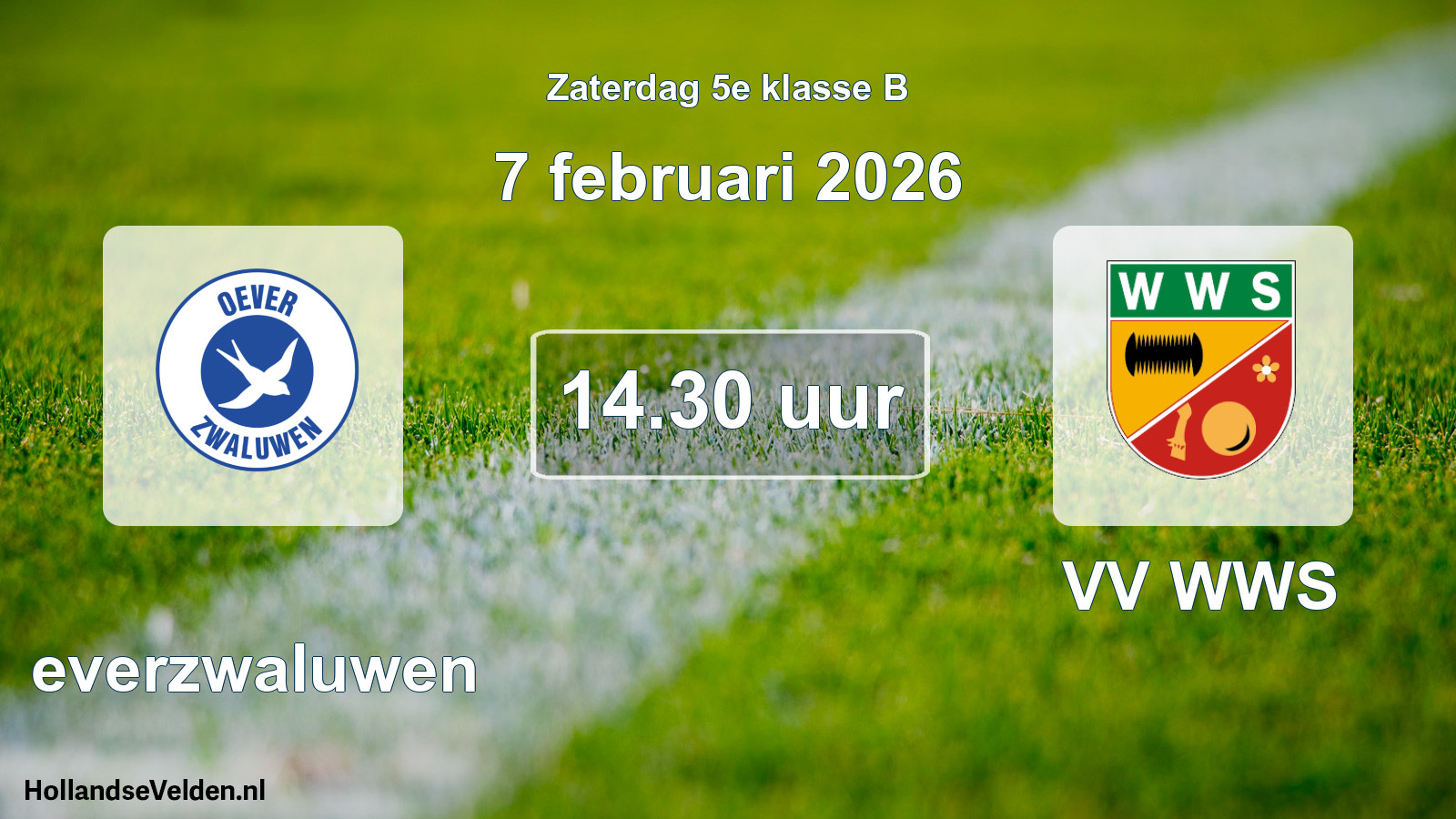 Geplande wedstrijd: Oeverzwaluwen - VV WWS (7 februari 2026)