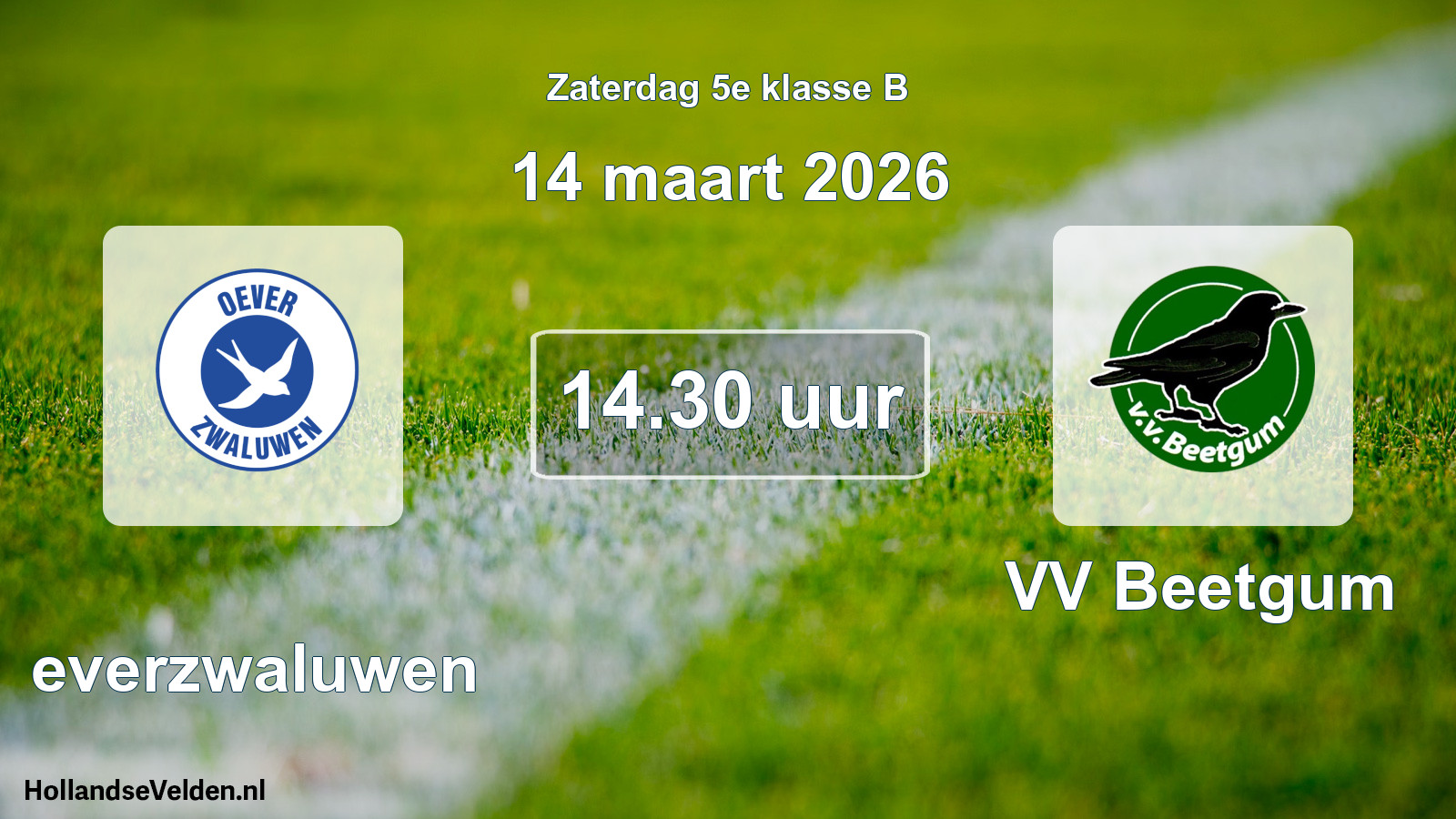 Geplande wedstrijd: Oeverzwaluwen - VV Beetgum (14 maart 2026)