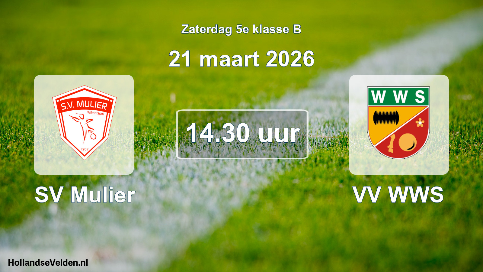 Geplande wedstrijd: SV Mulier - VV WWS (21 maart 2026)