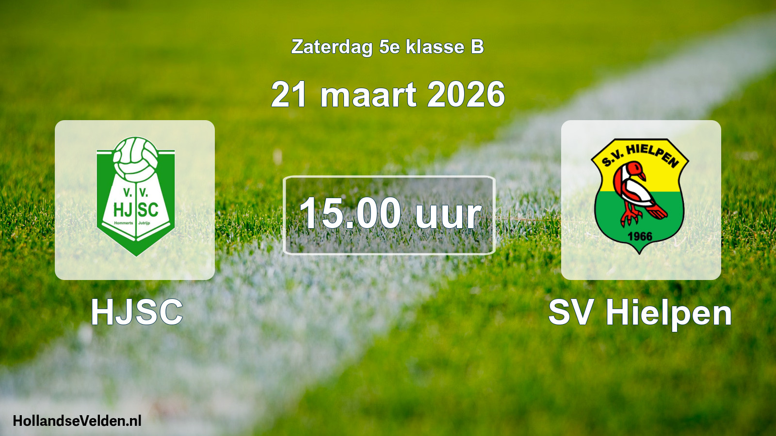 Geplande wedstrijd: HJSC - SV Hielpen (21 maart 2026)