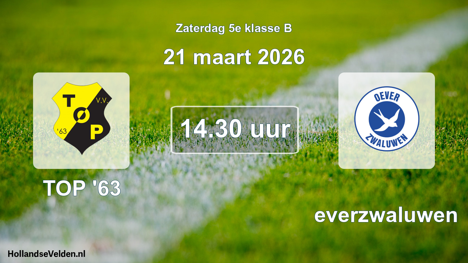 Geplande wedstrijd: TOP '63 - Oeverzwaluwen (21 maart 2026)