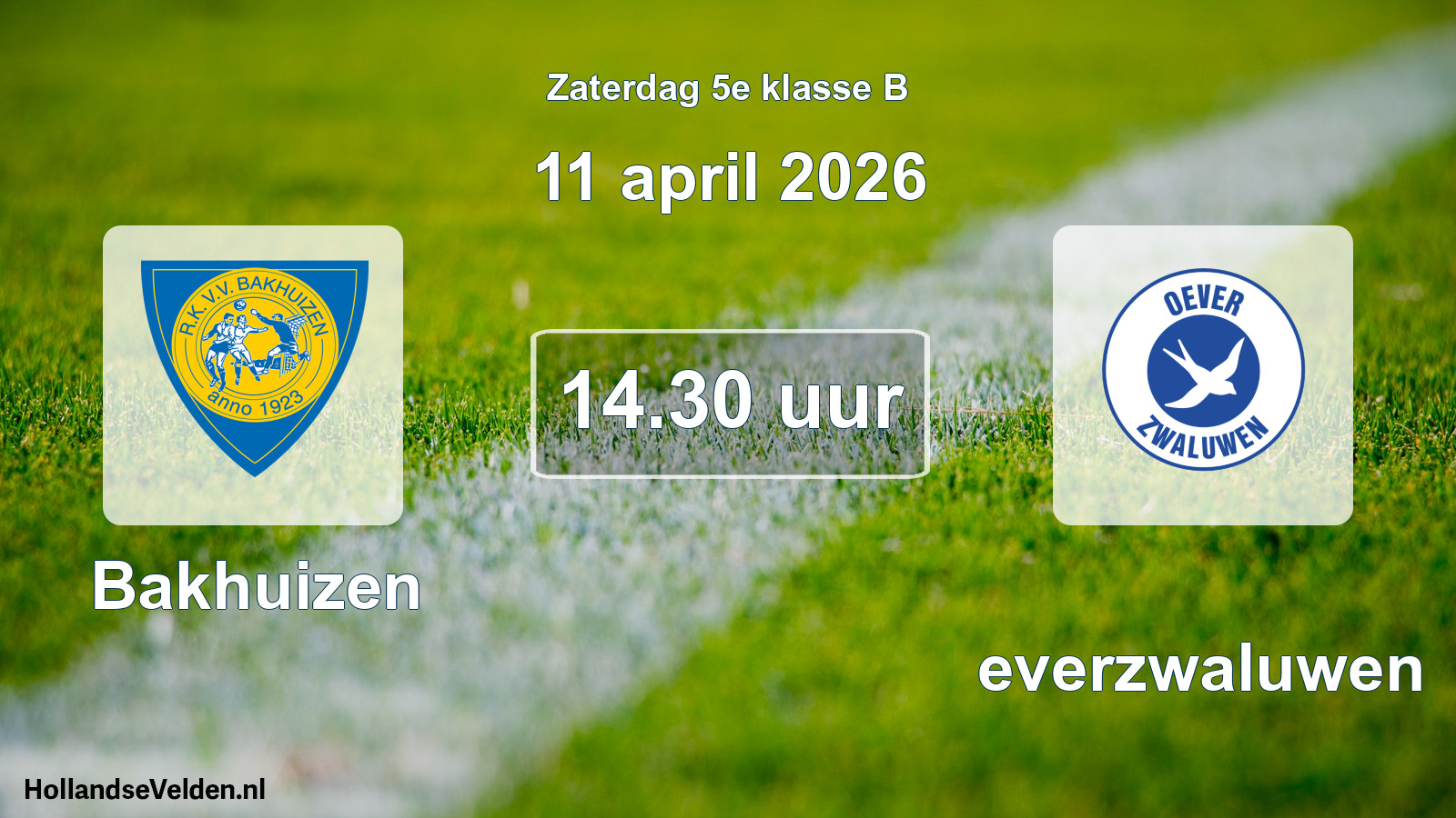 Geplande wedstrijd: Bakhuizen - Oeverzwaluwen (11 april 2026)
