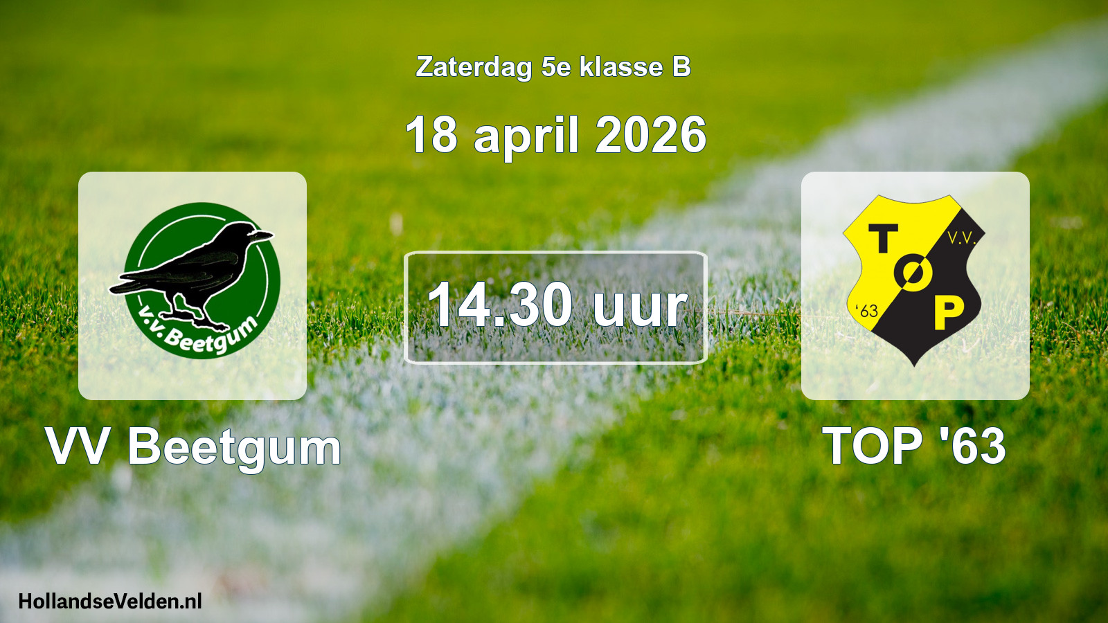 Geplande wedstrijd: VV Beetgum - TOP '63 (18 april 2026)