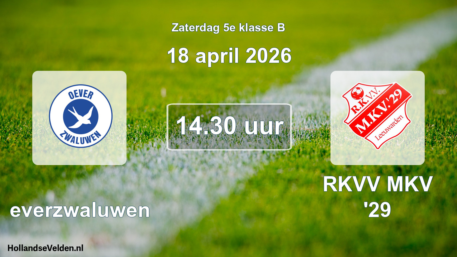 Scheduled Match: Oeverzwaluwen - RKVV MKV '29 (18 April 2026)
