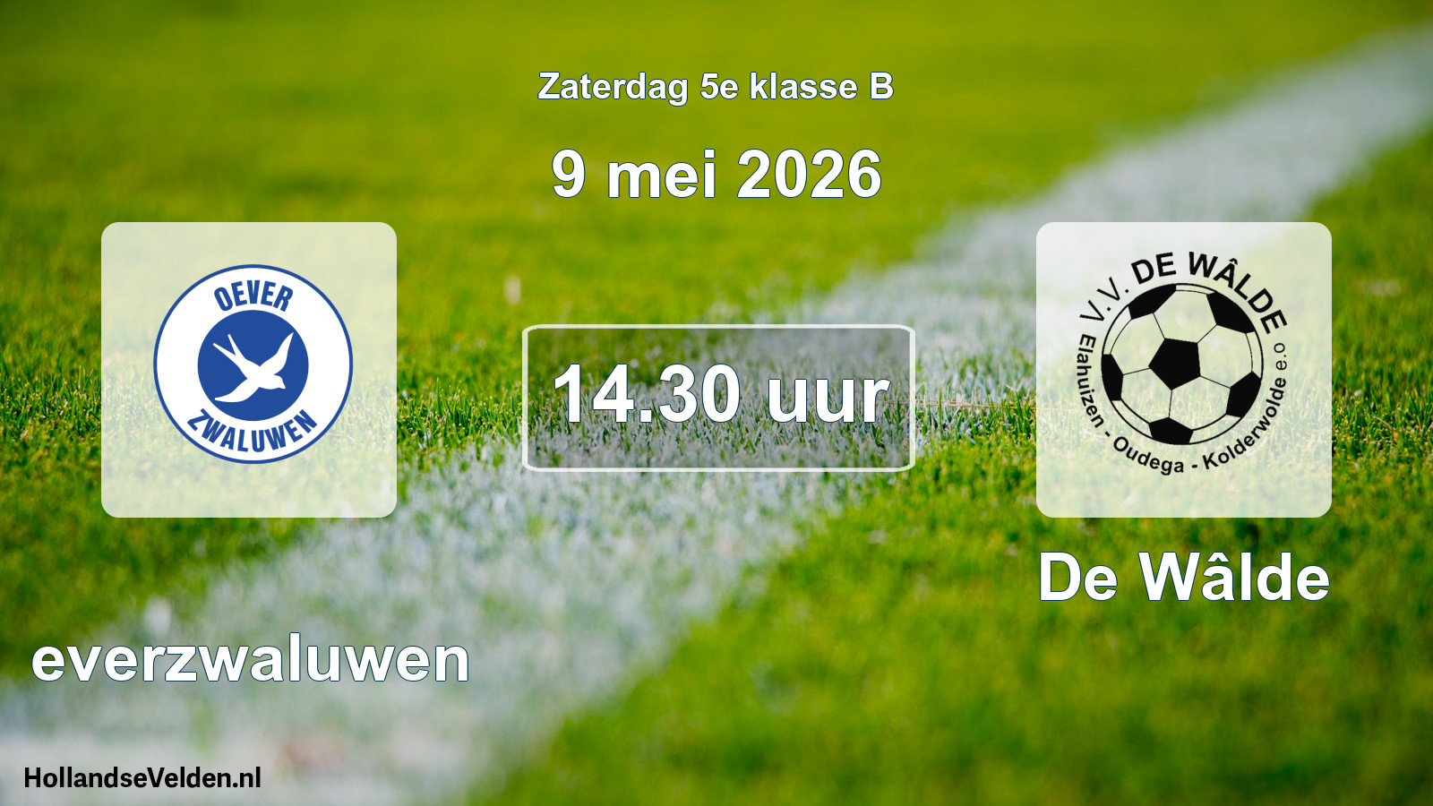 Scheduled Match: Oeverzwaluwen - De Wâlde (9 May 2026)