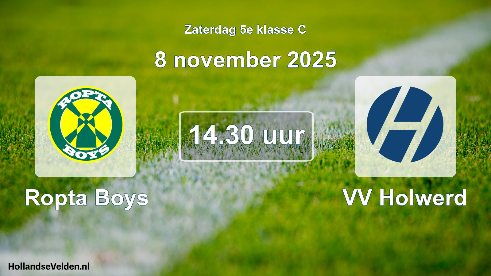 Geplande wedstrijd: Ropta Boys - VV Holwerd (8 november 2025)