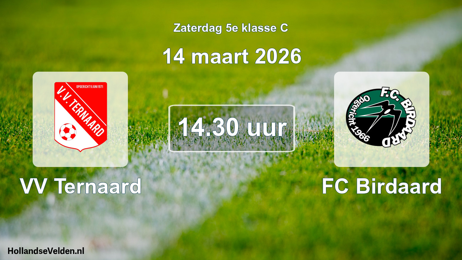 Geplande wedstrijd: VV Ternaard - FC Birdaard (14 maart 2026)