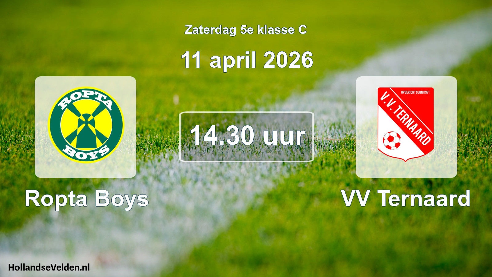 Geplande wedstrijd: Ropta Boys - VV Ternaard (11 april 2026)