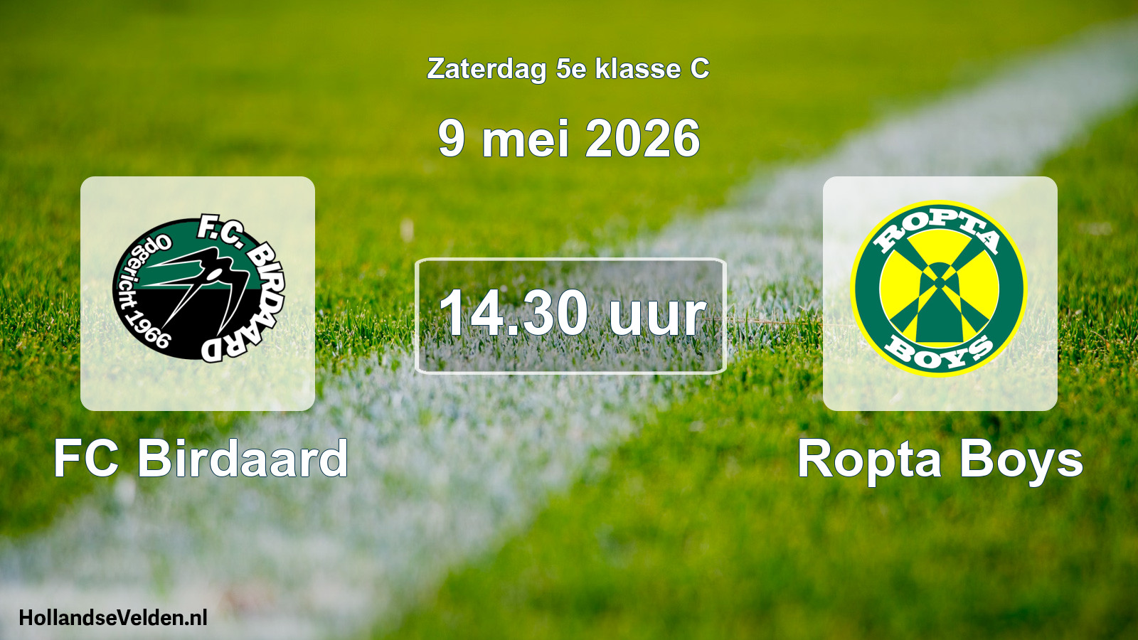 Geplande wedstrijd: FC Birdaard - Ropta Boys (9 mei 2026)
