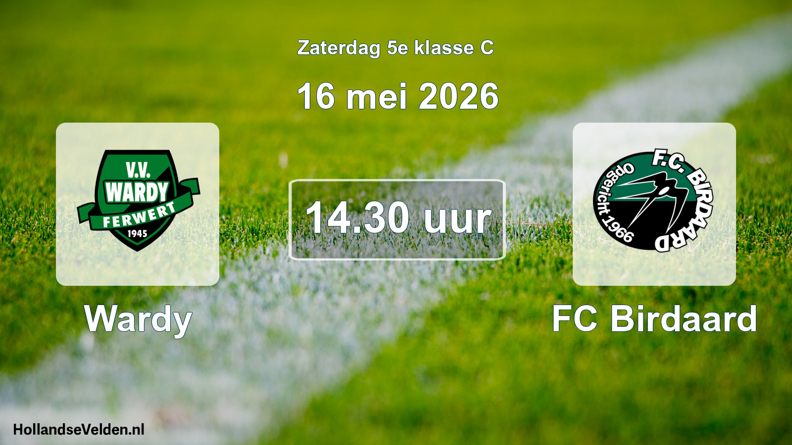 Geplande wedstrijd: Wardy - FC Birdaard (16 mei 2026)