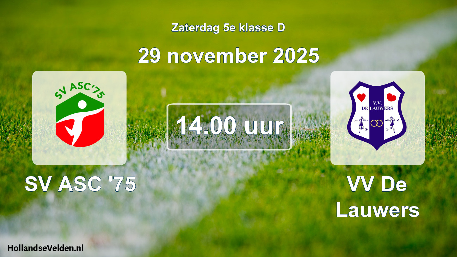 Geplande wedstrijd: SV ASC '75 - VV De Lauwers (29 november 2025)