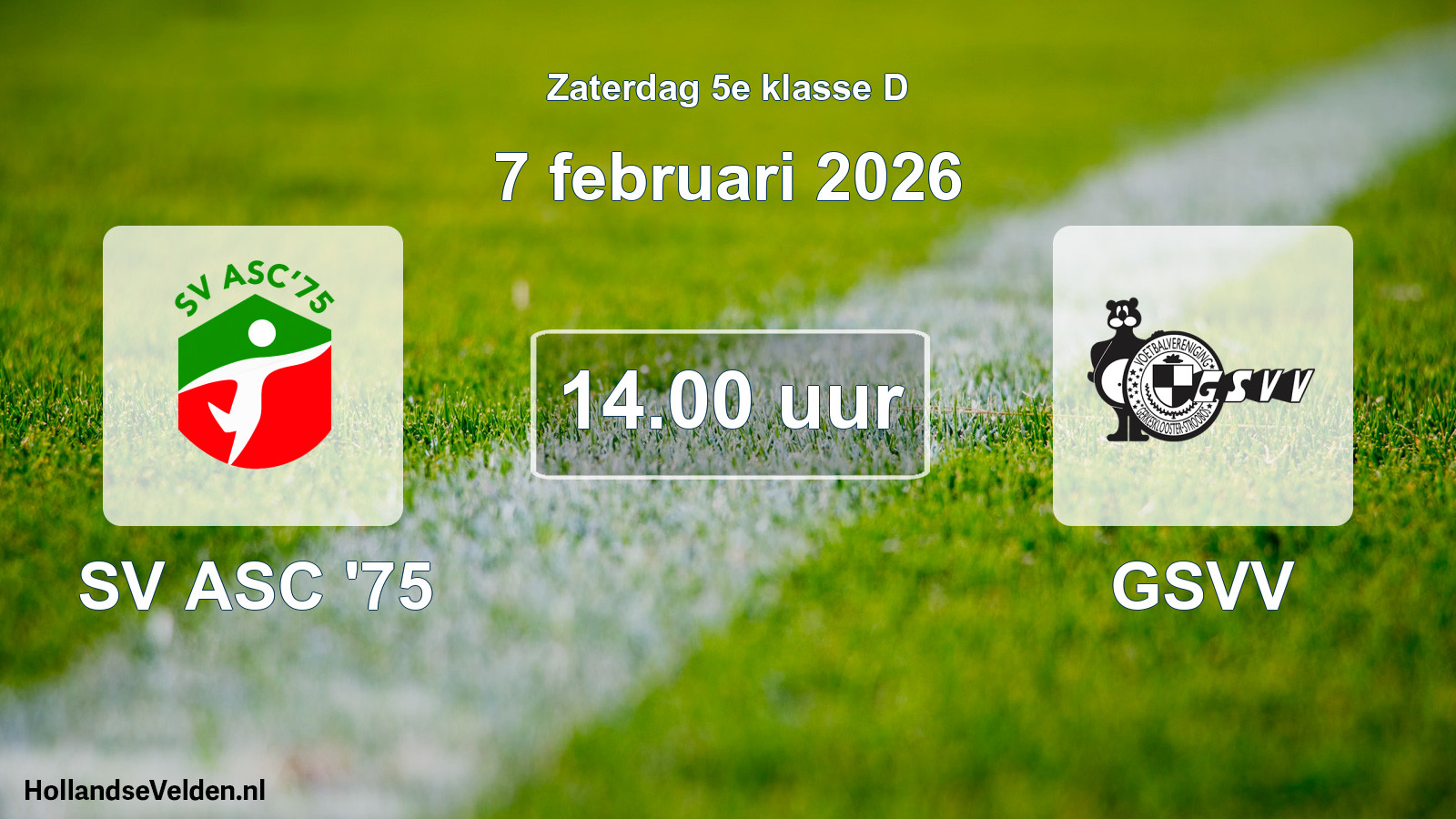Geplande wedstrijd: SV ASC '75 - GSVV (7 februari 2026)