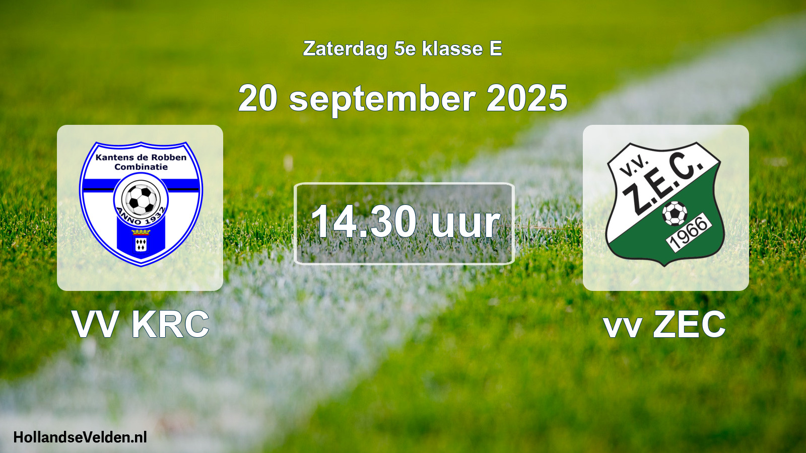 Geplande wedstrijd: VV KRC - vv ZEC (20 september 2025)