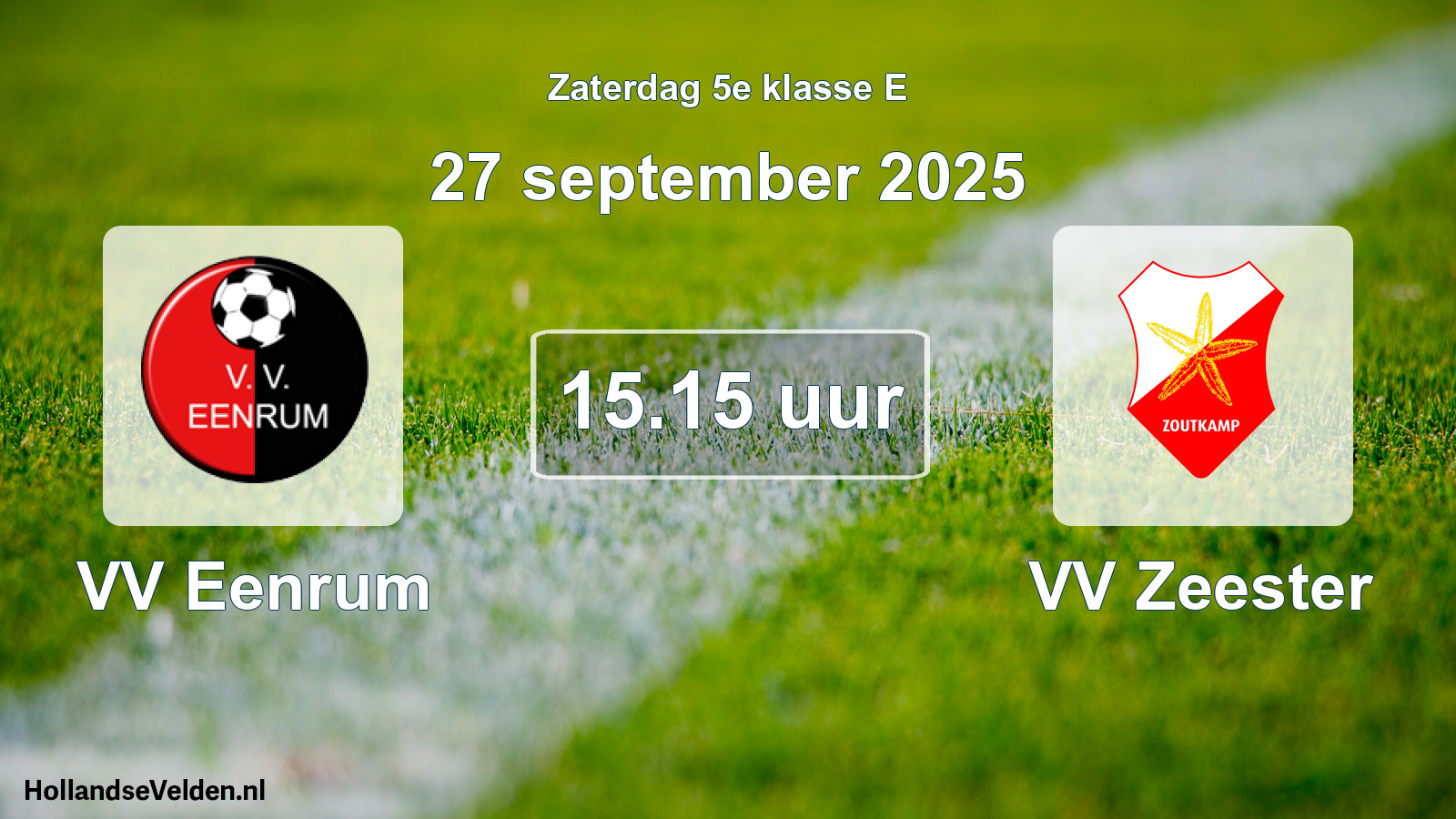 Geplande wedstrijd: VV Eenrum - VV Zeester (27 september 2025)