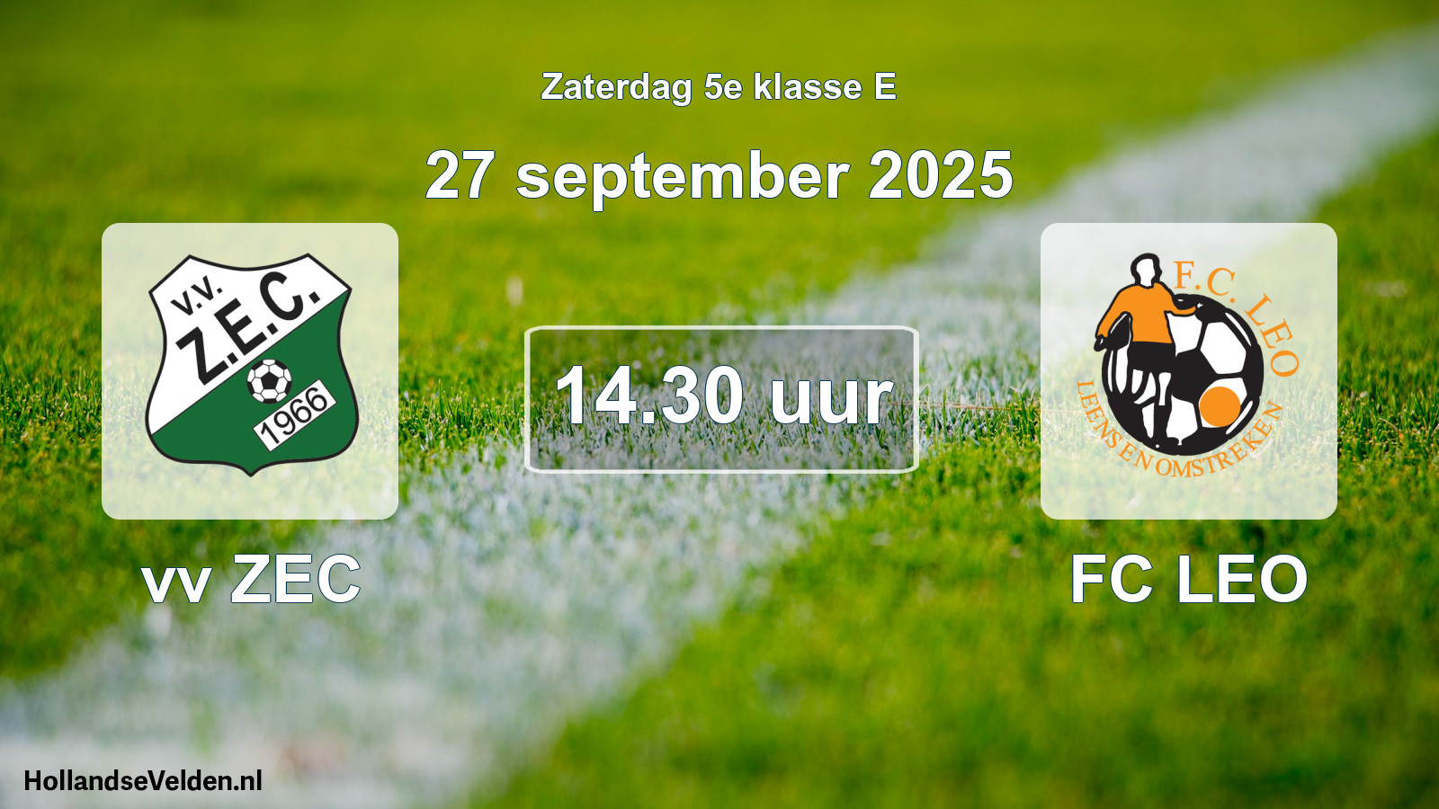 Geplande wedstrijd: vv ZEC - FC LEO (27 september 2025)