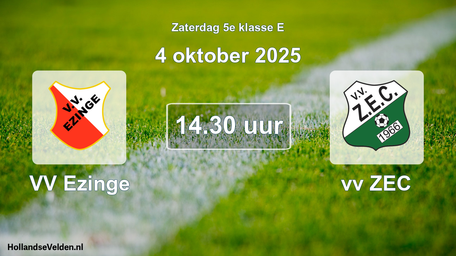 Geplande wedstrijd: VV Ezinge - vv ZEC (4 oktober 2025)