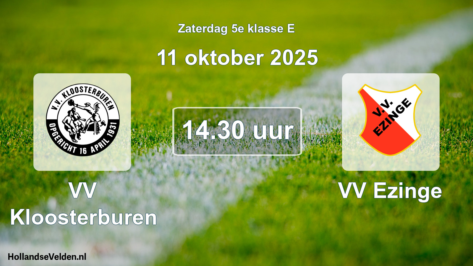 Geplande wedstrijd: VV Kloosterburen - VV Ezinge (11 oktober 2025)