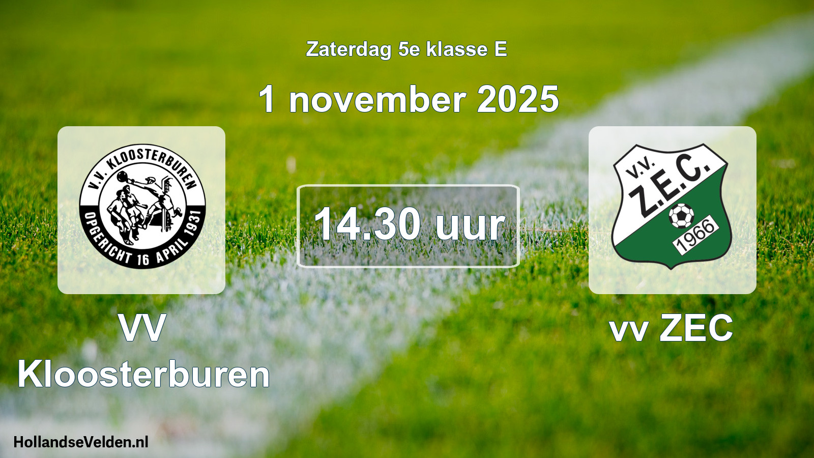 Geplande wedstrijd: VV Kloosterburen - vv ZEC (1 november 2025)