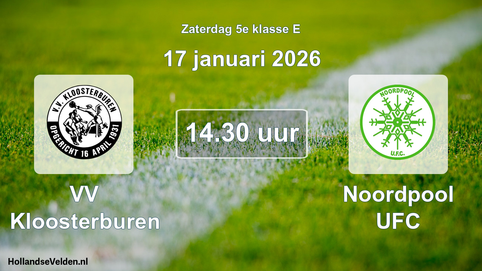 Geplande wedstrijd: VV Kloosterburen - Noordpool UFC (17 januari 2026)